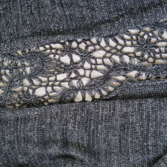 Black Tape long grey cardigan with crochet back! - Picture 2 of 6